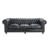 Gestepptes -Sofa 4-Sitzer aus Leder, schwarz Vintage